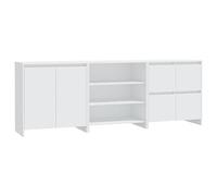 mtlskopl Set di 3 credenze, bianco, 70 x 40 x 75 cm, materiale in legno, 2 + 4 porte, cucina, buffet, corridoio, sala da pranzo, ufficio