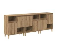 mtlskopl Set di 3 credenze da cucina, 60 x 35 x 70 cm, in legno di quercia artisana, design moderno, buffet robusto per soggiorno, corridoio, sala da pranzo