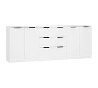 mtlskopl Set di 3 credenze in bianco in resistente materiale di legno, 60 x 30 x 70 cm, moderno e salvaspazio, per cucina, soggiorno, corridoio