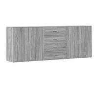 mtlskopl Set di 3 credenze Sonoma grigio in legno 79/60 x 38/39 x 80 cm, design moderno con ampio spazio di archiviazione, robusto buffet da cucina per soggiorno, corridoio e sala da pranzo