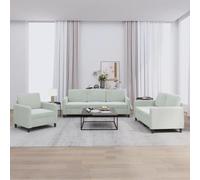 mtlskopl Set di 3 divani in velluto grigio chiaro con poltrona, 2 posti e 3 posti, 198 x 77 cm, salvaspazio, per soggiorno, chaise longue e paesaggio dal design moderno