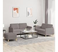 mtlskopl Set di 3 divani, tortora, piccolo divano, larghezza 120/140 cm, con sgabello, rivestimento in poliestere, design moderno, mobili per ospiti, per soggiorno, camera da letto, corridoio