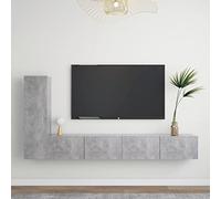 mtlskopl Set di 3 mobili per TV, grigio cemento, per soggiorno, 100 x 30 x 30 cm e 30,5 x 30 x 110 cm, in legno, design moderno per Living Room Home Entertainment