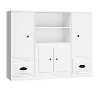 mtlskopl Set di 3 tavole alte bianche in legno 132 x 35,5 x 103,5 cm, moderna credenza con design senza tempo, molto spazio per cucina, soggiorno e corridoio