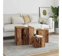 mtlskopl Set di 3 tavolini in legno di quercia artisana, design moderno, impilabili e durevoli, 45, 35, 24 cm, cubi per livingroom, camera da letto, corridoio