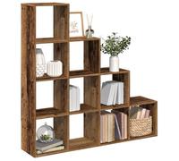 mtlskopl Set di 4 contenitori a forma di cubo, 131,5 x 29 x 131,5 cm, stile rustico, effetto legno anticato