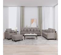 mtlskopl Set di 4 divani color tortora dal design moderno in poliestere resistente, 78 x 77 x 80 cm, compatto salotto angolare con sgabello, adatto per piccoli soggiorni, uffici e camera dei ragazzi