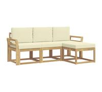 mtlskopl Set di 4 divani da esterni in legno di acacia, modulare da giardino con braccioli, resistente alle intemperie, per 3 persone, terrazza, 194 x 122,5 x 73 cm