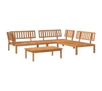 mtlskopl Set di 4 divani da giardino in pallet in legno massello di acacia, set modulare per esterni con tavolo da giardino, 2 divani angolari e 1 divano centrale per giardino, terrazza e balcone