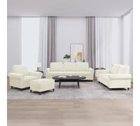 mtlskopl Set di 4 divani in velluto crema, larghezza 212 cm, design moderno, divano angolare con pouf per soggiorno, camera da letto, ufficio, piccoli spazi