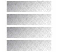 mtlskopl Set di 4 gradini per scale in alluminio, in lamiera striata, ad angolo retto, 100 x 25 cm, per interni ed esterni, antiscivolo, colore argento
