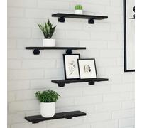 mtlskopl Set di 4 mensole nere 40 x 10 x 1,5 cm, materiale in legno, moderna libreria per montaggio a parete, facile da montare, robusta per Living Room Bedroom Home Office Decor