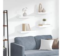mtlskopl Set di 4 mensole sospese, colore bianco, 50 x 23 x 3,8 cm, a nido d'ape in MDF, con fissaggio invisibile per soggiorno, ufficio, corridoio