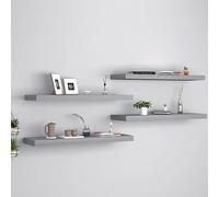 mtlskopl Set di 4 mensole sospese, colore grigio, 80 x 23,5 x 3,8 cm, in robusto MDF a nido d'ape e telaio in metallo, montaggio invisibile, design moderno per soggiorno, corridoio e camera da letto