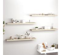 mtlskopl Set di 4 mensole sospese in legno di quercia, 120 x 23,5 x 3,8 cm, in MDF a nido d'ape e struttura in metallo, design moderno, robusto e durevole, per soggiorno, corridoio e camera da letto