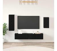 mtlskopl Set di 4 mobili per TV, in legno di quercia, 30,5 x 30 x 90 cm, montaggio a parete, con ante e scaffali, moderna credenza per corridoio e camera da letto