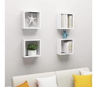 mtlskopl Set di 4 scaffali a cubo da parete, colore bianco, 30 x 15 x 30 cm, in legno dal design moderno, robusti e durevoli, per soggiorno, camera da letto, cucina e corridoio