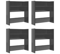 mtlskopl Set di 4 scarpiera da parete, grigio lucido, 60 x 18 x 60 cm, moderno con 2 ripiani ribaltabili, salvaspazio, per corridoio, soggiorno, camera da letto