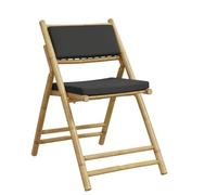 mtlskopl Set di 4 sedie da bistrot pieghevoli in bambù massiccio con cuscino spesso imbottito grigio scuro, 59 x 51 x 87 cm, design moderno, robusto e salvaspazio, per giardino, balcone, terrazza e