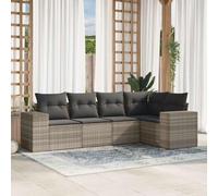 mtlskopl Set di 5 divani da giardino in rattan sintetico, 250 x 180 cm, a forma di L, con cuscino rimovibile per terrazza, balcone, giardino d'inverno