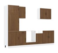mtlskopl Set di 7 mobili da cucina Kalmar marrone rovere 80 x 46 x 82 cm, materiale in legno, molto spazio di archiviazione, piedini regolabili in altezza, design moderno per cucina, sala da pranzo e