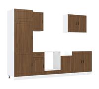 mtlskopl Set di 7 mobili da cucina Porto marrone rovere materiale legno 80 x 46 x 81,5 cm, con piedini regolabili, set di mobili moderni per cucina, sala da pranzo e ripostiglio