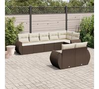 mtlskopl Set di 8 divani da giardino in rattan PE resistente alle intemperie, 62 x 62 x 69 cm, modulo a forma di L, con cuscino lavabile, per giardino, terrazza, balcone, giardino d'inverno