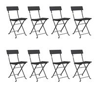 mtlskopl Set di 8 sedie da bistrot pieghevoli, in polyrattan e acciaio, 40 x 45 x 79 cm, robuste e resistenti alle intemperie, per giardino, balcone, terrazza, salotto