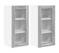 mtlskopl Set di armadi pensili in legno in grigio onoma 40 x 31 x 80 cm con porta e cerniera Design moderno Comò da cucina durevole per sala da pranzo, corridoio e ufficio