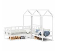 mtlskopl Set di biancheria da letto in pino massiccio, 80 x 200 cm, colore bianco, con tetto, divano letto, design moderno, spazio sotto il letto, per cameretta dei bambini, soggiorno