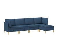 mtlskopl Set di divani componibili con vano portaoggetti, 5 pezzi, set divano angolare in tessuto per soggiorno, divano modulare flessibile con sgabello e cuscino, colore blu