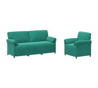 mtlskopl Set di divano in velluto turchese, 2 pezzi, con struttura in | Elegante divano 1 posto e 2 posti con rivestimento in velluto e imbottitura in schiuma per il tuo soggiorno o camera degli
