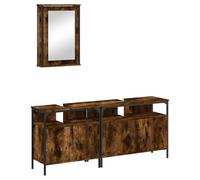 mtlskopl Set di mobili da bagno, 3 pezzi, in legno di incenso, 80 x 30 x 60 cm, armadietto a specchio da parete 42 x 12 x 60 cm, mobiletto lavabo con vano portaoggetti, design moderno per piccoli