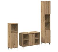 mtlskopl Set di mobili da bagno da 3 pezzi, in rovere Artisan, set di mobili da bagno con mobiletto sottolavabo, armadietto alto e armadietto laterale