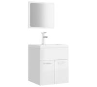 mtlskopl Set di mobili da bagno in legno bianco lucido con lavabo in ceramica, 41 x 38,5 cm, push-open, lavabo moderno per piccoli bagni e WC per ospiti