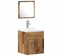 mtlskopl Set di mobili da bagno, montaggio a parete, 3 pezzi, in legno vecchio, 41 x 38,5 x 46 cm, design moderno durevole per bagni piccoli e grandi