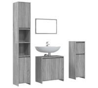 mtlskopl Set di mobili da bagno Sonoma, colore grigio, 60 x 33 x 183,5 cm, design moderno con mobiletto per lavabo, mobiletto alto e specchio per piccoli bagni