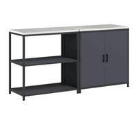 mtlskopl Set di mobili da cucina, antracite, 180 x 50 x 92 cm, in acciaio laminato a freddo, 2 pezzi, con 4 ripiani e porte, design moderno, robusto e durevole, per cucina, sala da pranzo e corridoio