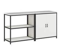 mtlskopl Set di mobili da cucina, bianco, 180 x 50 x 92 cm, in acciaio laminato a freddo, moderno, 2 pezzi, con 4 ripiani regolabili, soluzione di archiviazione per cucina, corridoio e sala da pranzo