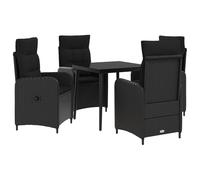 mtlskopl Set di mobili da giardino da 5 pezzi con cuscino, nero, divano angolare in polyrattan e tavolo da pranzo, set lounge per esterni per terrazza e giardino, mobili ergonomici da terrazza