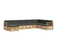mtlskopl Set di mobili da giardino da 8 pezzi, divano angolare per esterni con cuscino, moderno divano modulabile, in legno massello di acacia, laccato, protezione dalle intemperie, mobili da terrazza