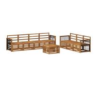 mtlskopl Set di mobili da giardino da 8 pezzi in legno di acacia massiccio, set modulare e divano per terrazza e giardino, mobili in legno resistenti alle intemperie dal design moderno a doghe