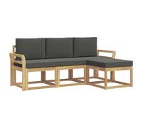 mtlskopl Set di mobili da giardino in legno di acacia, 4 pezzi, con schienale e braccioli, set di mobili da giardino in legno massello, per 3 persone, terrazza e balcone, 194 x 122,5 cm