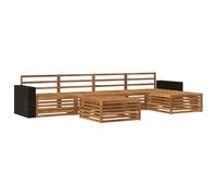 mtlskopl Set di mobili da giardino modulari in legno di acacia, 6 pezzi, per terrazza e giardino, set lounge da 5 posti con tavolo e poggiapiedi, naturale, 79 x 79 x 37 cm