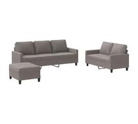 mtlskopl Set di mobili imbottiti da 3 pezzi, colore tortora, set di mobili imbottiti con 2 posti, 3 posti e poggiapiedi, rivestimento in poliestere resistente, struttura stabile, design moderno per il