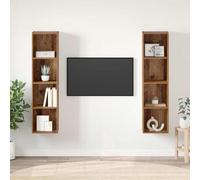mtlskopl Set di mobili per TV da parete, 2 TLG marrone, 37 x 37 x 142,5 cm, in legno dal design moderno, salvaspazio, per soggiorno, Home Cinema