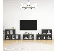 mtlskopl Set di mobili per TV, grigio lucido, in legno, 37 x 35 x 37 cm e 72 x 35 x 36,5 cm, con spazio di archiviazione, per soggiorno