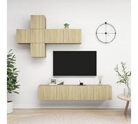 mtlskopl Set di mobili per TV Sonoma Rovere 7 TLG da appendere, 30,5/80 x 30 x 30 cm, in legno, design moderno, Easy Clean per soggiorno, corridoio, camera da letto