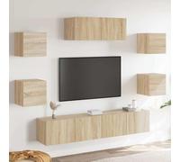 mtlskopl Set di mobili per TV Sonoma Rovere 7 TLG da parete 30,5/80 x 30 x 30 cm, in legno con design moderno e ampio spazio per soggiorno, camera da letto, corridoio