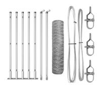 mtlskopl Set di pali per recinzione, argento, 1000 x 50 mm, in acciaio, design moderno, con 5 pali in cemento, robusti, per giardino, terrazza, balcone e uso esterno